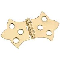 National Hardware N211-821 Decorative Hinge, 1.36 in H Door Leaf, 0.04 in Thick Door Leaf, 1.36 in H Frame Leaf, Brass