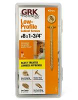 GRK Fasteners 12075 Cabinet Screw, #8 Thread, 1-3/4 in L, Coarse Thread, Low-Profile, Washer Head, Star Drive, Steel