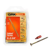 GRK Fasteners 12081 Cabinet Screw, #8 Thread, 2-3/4 in L, Coarse Thread, Washer Head, Star Drive, Steel, Yellow Zinc
