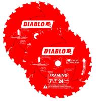 DIABLO 7-1/4" 24-Teeth Demo Demon™ Ultimate Framing Saw Blade for Wood Value Pack (2-pk)