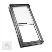 VELUX FS C06 R.O. 21 X 45 ¾" DECK MOUNT FIXED WHITE INTERIOR,PRE-INSTALLED WHITE ROOM DARKENING SOLAR POWERED SHADE W/REMOTE, LAMINATED SAFETY GLASS,