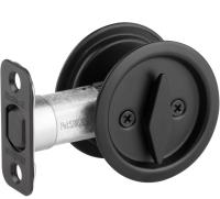 Kwikset 335-RND-514 Round Pocket Door Lock Privacy Matte Black
