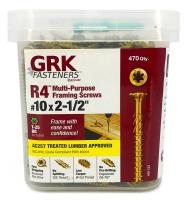 GRK Fasteners R4 01133 Framing and Decking Screw, #10 Thread, 2-1/2 in L, Star Drive, Steel, 470 PAIL