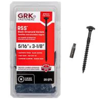 GRK Fasteners RSS Series 95312 Structural Screw, 3-1/8 in L, Coarse Thread, Washer Head, Torx Drive, Steel, Zinc-Plated