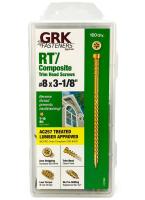 GRK Fasteners RT Series 17083 Screw, #8 Thread, 3-1/8 in L, Reverse Thread, Trim Head, Star Drive, Steel, 100/PK