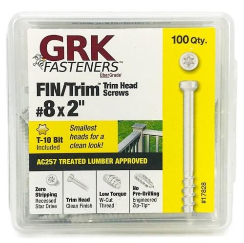 GRK Fasteners FIN/Trim 17828 Screw, #8 Thread, 2 in L, Trim Head, Star Drive, Steel, 100 PK