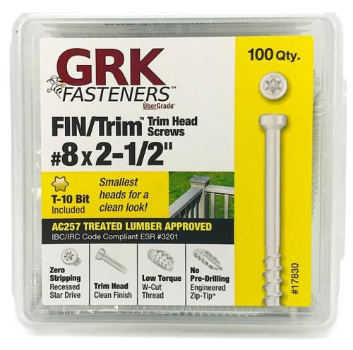 GRK Fasteners FIN/Trim 96065 Screw, #8 Thread, 2-1/2 in L, Trim Head, Star Drive, Steel, Climatek, 100 PK