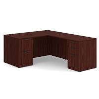 Desk - Double Pedestal - L-Shape: 60" W x 77" D, Mahogany Premium Grade Laminate, Non-Handed (Can Be Assembled on Left or Right Hand Side)