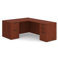 Desk - Double Pedestal - L-Shape: 60" W x 77" D, Cherry Premium Grade Laminate, Non-Handed (Can Be Assembled on Left or Right Hand Side)