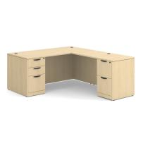 Desk - Double Pedestal - L-Shape: 66" W x 77" D, Maple Premium Grade Laminate, Non-Handed (Can Be Assembled on Left or Right Hand Side)