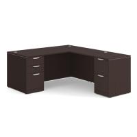 Desk - Double Pedestal - L-Shape: 66" W x 77" D, Espresso Premium Grade Laminate, Non-Handed (Can Be Assembled on Left or Right Hand Side)