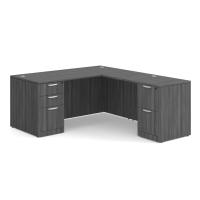 Desk - Double Pedestal - L-Shape: 66" W x 77" D, Coastal Gray Premium Grade Laminate, Non-Handed (Can Be Assembled on Left or Right Hand Side)