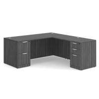 Desk - Double Pedestal - L-Shape: 72" W x 77" D, Coastal Gray Premium Grade Laminate, Non-Handed (Can Be Assembled on Left or Right Hand Side)