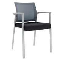Seating - Guest: Oslo Mesh Back Stacking Guest Chair, Dark Gray Fabric with Light Gray Frame, Includes Optional Casters