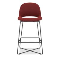 Seating - Stool: Jola Bar Height Stool, Crimson Fabric with Black Metal Base, Set of 2 Stools