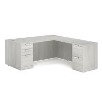 Desk - Double Pedestal - L-Shape: 72" W x 83" D, Arcadia White Premium Grade Laminate, Non-Handed (Can Be Assembled on Left or Right Hand Side)