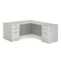 Desk - Double Pedestal - L-Shape: 66" W x 77" D, Arcadia White Premium Grade Laminate, Non-Handed (Can Be Assembled on Left or Right Hand Side)