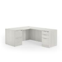 Desk - Double Pedestal - L-Shape: 60" W x 77" D, Arcadia White Premium Grade Laminate, Non-Handed (Can Be Assembled on Left or Right Hand Side)
