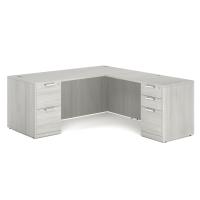 Desk - Double Pedestal - L-Shape: 72" W x 77" D, Arcadia White Premium Grade Laminate, Non-Handed (Can Be Assembled on Left or Right Hand Side)