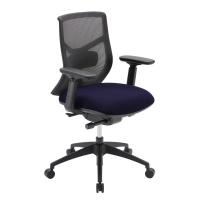 Seating - Task: Starlight Mid Back Luxe, Navy Blue Fabric with Black Frame and Seat Slider