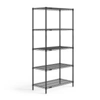 Shelving: 5 Shelf Heavy-Duty Black Wire Shelving Rack, 36"W x 18"D x 72"H