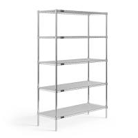 Shelving: 5 Shelf Heavy-Duty Chrome Wire Shelving Rack, 48"W x 18"D x 72"H