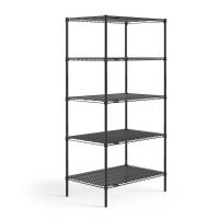 Shelving: 5 Shelf Heavy-Duty Black Wire Shelving Rack, 36"W x 24"D x 72"H