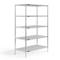Shelving: 5 Shelf Heavy-Duty Chrome Wire Shelving Rack, 48"W x 24"D x 72"H