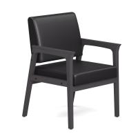 Seating - Guest - Wood: Aiden Collection 1 Seat w/ Full Arms, Black PU Leather Seat & Back, Coastal Gray Wood Frame