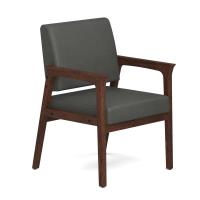 Seating - Guest - Wood: Aiden Collection 1 Seat w/ Full Arms, Smoke PU Leather Seat & Back, Mocha Wood Frame