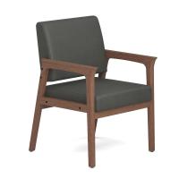 Seating - Guest - Wood: Aiden Collection 1 Seat w/ Full Arms, Smoke PU Leather Seat & Back, Modern Walnut Wood Frame