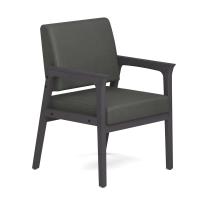 Seating - Guest - Wood: Aiden Collection 1 Seat w/ Full Arms, Smoke PU Leather Seat & Back, Coastal Gray Wood Frame
