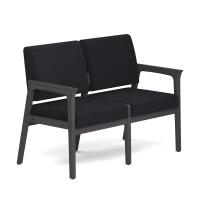Seating - Guest - Wood: Aiden Collection 2-Seater, Black Fabric Seat & Back, Coastal Gray Wood Frame