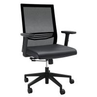 Seating - Task: Oslo Mid Back Mesh Task Chair with Adjustable Arms, Black Leather Seat