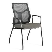 Seating - Guest: Starlight Executive Guest Chair, Light Gray Fabric Seat, Black Mesh Back, Black Frame