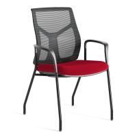 Seating - Guest: Starlight Executive Guest Chair, Red Fabric Seat, Black Mesh Back, Black Frame