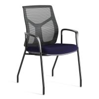 Seating - Guest: Starlight Executive Guest Chair, Navy Blue Fabric Seat, Black Mesh Back, Black Frame