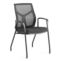 Seating - Guest: Starlight Executive Guest Chair, Charcoal Gray Fabric Seat, Black Mesh Back, Black Frame