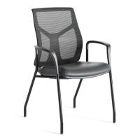Seating - Guest: Starlight Executive Guest Chair, Black PU Leather Seat, Black Mesh Back, Black Frame