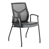 Seating - Guest: Starlight Executive Guest Chair, Black Leather Seat, Black Mesh Back, Black Frame