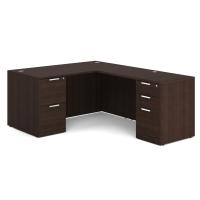 Desk - Double Pedestal - L-Shape: 60" W x 77" D, Java Premium Grade Laminate, Non-Handed (Can Be Assembled on Left or Right Hand Side)