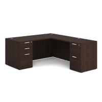 Desk - Double Pedestal - L-Shape: 66" W x 77" D, Java Premium Grade Laminate, Non-Handed (Can Be Assembled on Left or Right Hand Side)