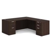 Desk - Double Pedestal - L-Shape: 72" W x 77" D, Java Premium Grade Laminate, Non-Handed (Can Be Assembled on Left or Right Hand Side)