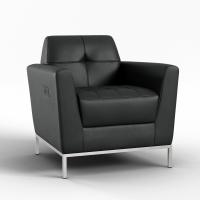 Seating - Reception: Parker Club Chair, Black PU Leather, Built-In Power Station, 350 lb Weight Capacity