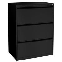 Lateral File - Metal: 3 Drawers, Heavy Duty, Black, 36"W x 19.75"D x 39.38"H