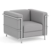 Seating - Reception: Madison Club Chair, Light Gray PU Leather with Chrome Frame, 34.25''W x 32.00''D x 27.00"H