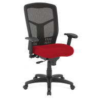 Seating - Task: CoolMesh Synchro, High Back Mesh Chair with Seat Slider, Red Fabric Seat, Black Frame