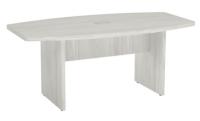 Conference Table: 6' Boat-Shaped, Arcadia White Premium Laminate, Seats 6 - 8 pp