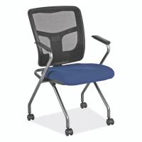 Seating - Training & Guest Chair: CoolMesh Mobile Nesting Chair, Celestial Blue Fabric Seat, Black Mesh Back, Titanium Gray Frame