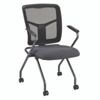 Seating - Training & Guest Chair: CoolMesh Mobile Nesting Chair, Cool Gray Fabric Seat, Black Mesh Back, Titanium Gray Frame